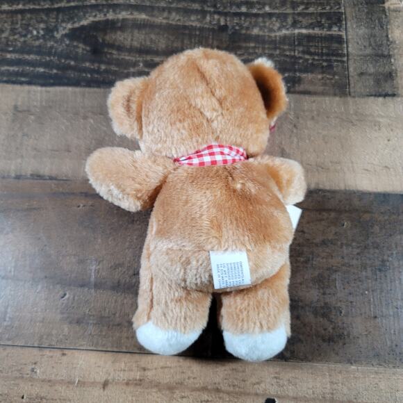 Vintage K.B. Bros. Brown Plush Bear with Red Bow - Picture 3 of 4